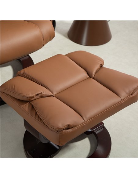 HOMCOM Faux Leather Reclining Chair and Footstool - Brown - pic 166896 | FastDaddyshop