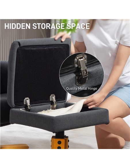 HOMCOM Linen-Look Recliner, with Storage Ottoman - Grey - pic 166901 | FastDaddyshop