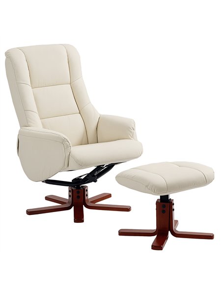 HOMCOM Rocking Recliner Chair with Footstool, PU Leather Recliner Armchair with Wood Base, Upholstered Reclining Chair for Livin - pic 166906 | FastDaddyshop