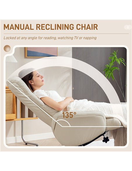 HOMCOM Rocking Recliner Chair with Footstool, PU Leather Recliner Armchair with Wood Base, Upholstered Reclining Chair for Livin - pic 166909 | FastDaddyshop