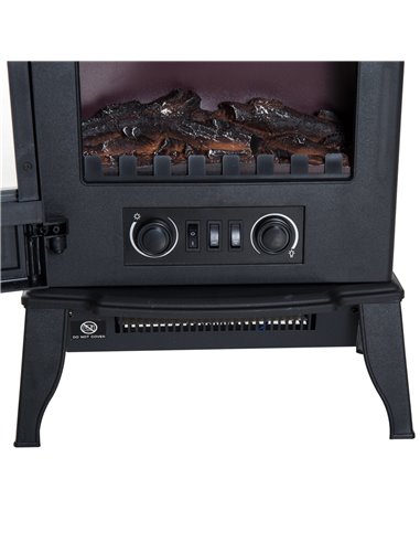 HOMCOM Freestanding Electric Fireplace Heater, 1000W/2000W-Black 
