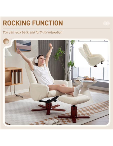 HOMCOM Rocking Recliner Chair with Footstool, PU Leather Recliner Armchair with Wood Base, Upholstered Reclining Chair for Livin - pic 166910 | FastDaddyshop