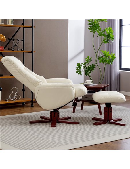 HOMCOM Rocking Recliner Chair with Footstool, PU Leather Recliner Armchair with Wood Base, Upholstered Reclining Chair for Livin - pic 166914 | FastDaddyshop