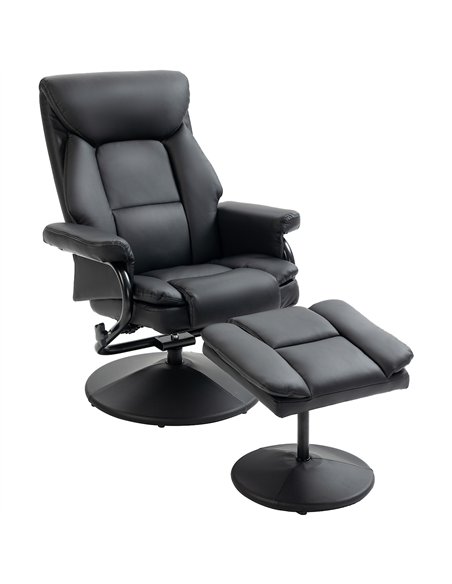 HOMCOM Swivel Recliner Chair with Footstool, PU Leather Recliner Armchair with Ottoman, Steel Base, Upholstered Reclining Chair  - pic 166915 | FastDaddyshop
