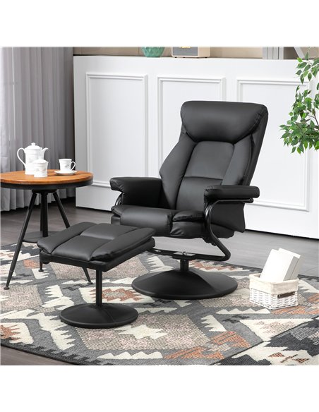 HOMCOM Swivel Recliner Chair with Footstool, PU Leather Recliner Armchair with Ottoman, Steel Base, Upholstered Reclining Chair  - pic 166916 | FastDaddyshop
