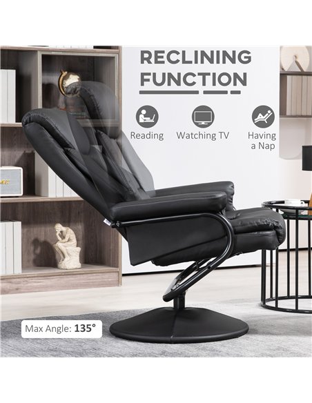 HOMCOM Swivel Recliner Chair with Footstool, PU Leather Recliner Armchair with Ottoman, Steel Base, Upholstered Reclining Chair  - pic 166918 | FastDaddyshop