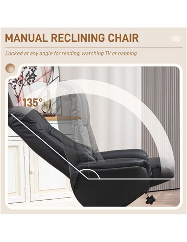 HOMCOM Rocking Recliner Chair with Footstool, PU Leather Recliner Armchair with Wood Base, Upholstered Reclining Chair for Livin