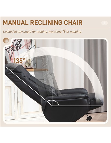 HOMCOM Rocking Recliner Chair with Footstool, PU Leather Recliner Armchair with Wood Base, Upholstered Reclining Chair for Livin - pic 166927 | FastDaddyshop