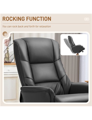 HOMCOM Rocking Recliner Chair with Footstool, PU Leather Recliner Armchair with Wood Base, Upholstered Reclining Chair for Livin
