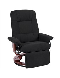 HOMCOM Reclining Swivel Chair, with Footrest - Black