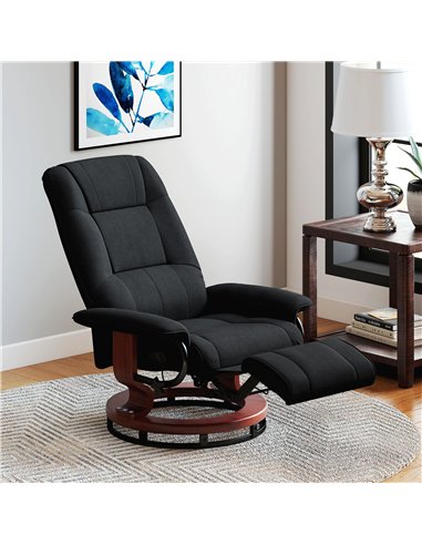 HOMCOM Reclining Swivel Chair, with Footrest - Black