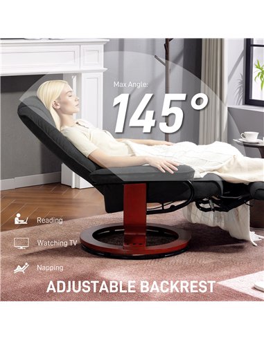 HOMCOM Reclining Swivel Chair, with Footrest - Black