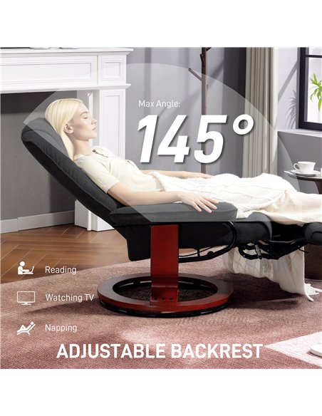 HOMCOM Reclining Swivel Chair, with Footrest - Black - pic 166945 | FastDaddyshop