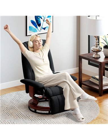 HOMCOM Reclining Swivel Chair, with Footrest - Black