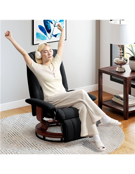 HOMCOM Reclining Swivel Chair, with Footrest - Black - pic 166948 | FastDaddyshop