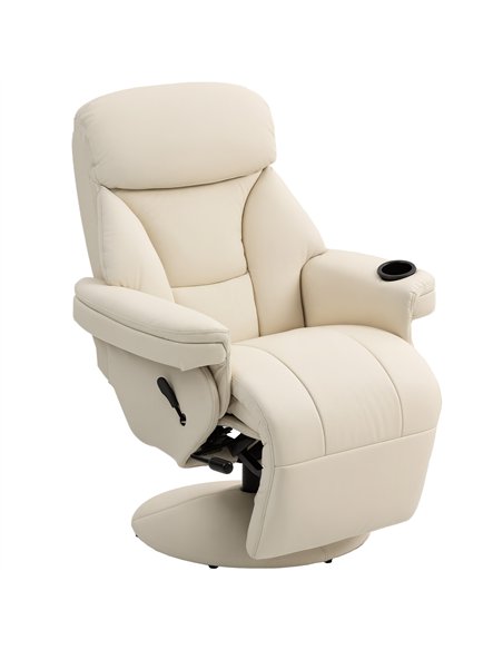 HOMCOM Manual Recliner Chair with Footrest, Upholstered Reclining Armchair with Adjustable Backrest and Cup Holder, PU Leather S - pic 166951 | FastDaddyshop