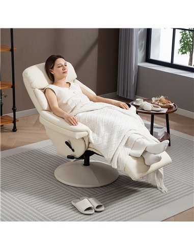 HOMCOM Manual Recliner Chair with Footrest, Upholstered Reclining Armchair with Adjustable Backrest and Cup Holder, PU Leather S