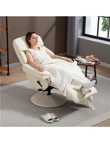 HOMCOM Manual Recliner Chair with Footrest, Upholstered Reclining Armchair with Adjustable Backrest and Cup Holder, PU Leather S - pic 166957 | FastDaddyshop