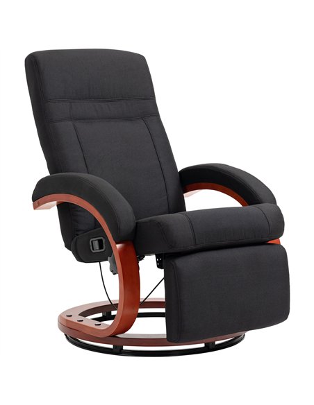 HOMCOM 135° Manual Reclining Swivel Chair, with Footrest - Black - pic 166960 | FastDaddyshop
