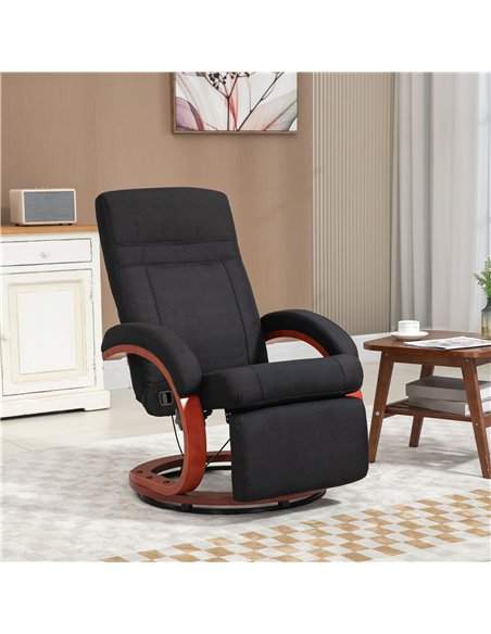 HOMCOM 135° Manual Reclining Swivel Chair, with Footrest - Black - pic 166961 | FastDaddyshop