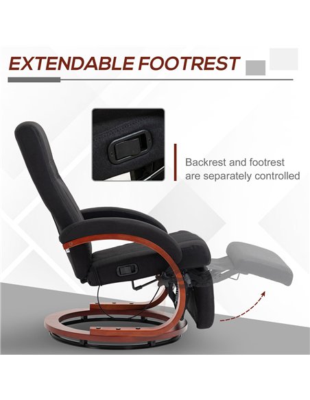 HOMCOM 135° Manual Reclining Swivel Chair, with Footrest - Black - pic 166964 | FastDaddyshop