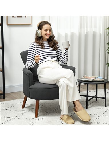 HOMCOM Corduroy Retro Accent Chair - Black