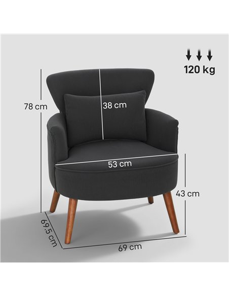 HOMCOM Corduroy Retro Accent Chair - Black - pic 166971 | FastDaddyshop