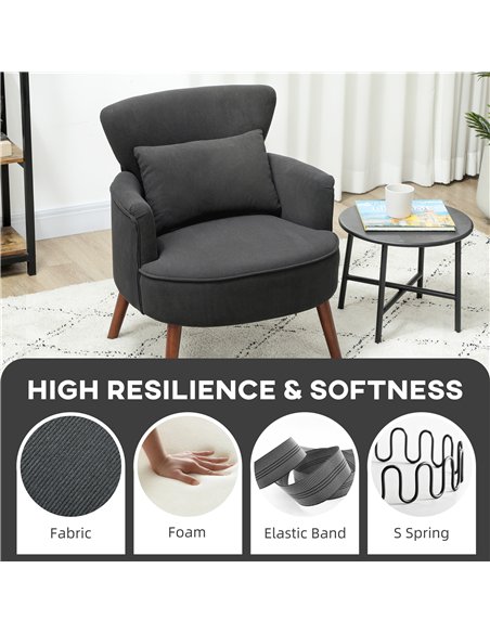 HOMCOM Corduroy Retro Accent Chair - Black - pic 166972 | FastDaddyshop
