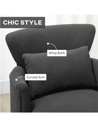 HOMCOM Corduroy Retro Accent Chair - Black