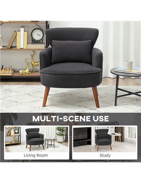 HOMCOM Corduroy Retro Accent Chair - Black - pic 166976 | FastDaddyshop