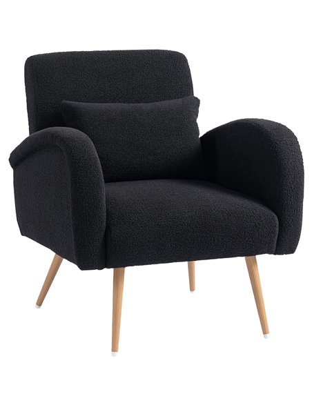 HOMCOM Teddy Fleece Accent Chair - Black - pic 166978 | FastDaddyshop