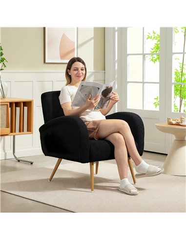HOMCOM Teddy Fleece Accent Chair - Black