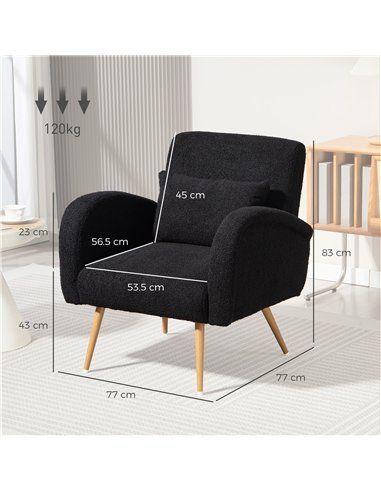 HOMCOM Teddy Fleece Accent Chair - Black