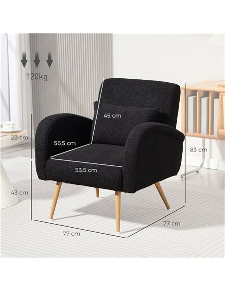 HOMCOM Teddy Fleece Accent Chair - Black - pic 166980 | FastDaddyshop