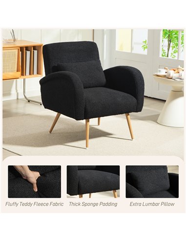 HOMCOM Teddy Fleece Accent Chair - Black