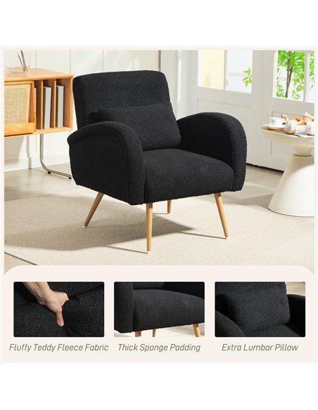 HOMCOM Teddy Fleece Accent Chair - Black - pic 166981 | FastDaddyshop