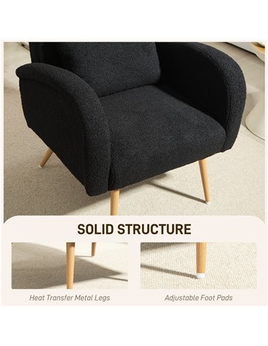 HOMCOM Teddy Fleece Accent Chair - Black