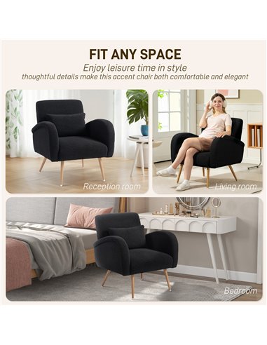 HOMCOM Teddy Fleece Accent Chair - Black