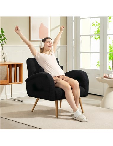 HOMCOM Teddy Fleece Accent Chair - Black