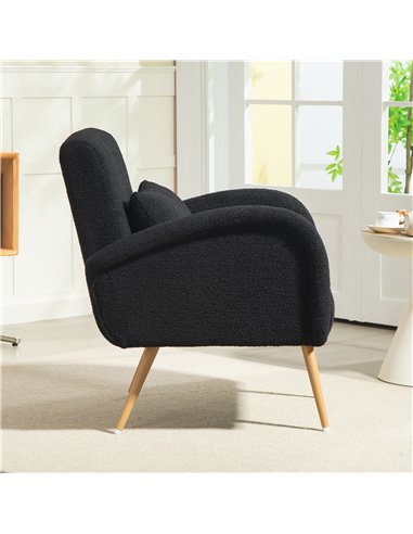 HOMCOM Teddy Fleece Accent Chair - Black