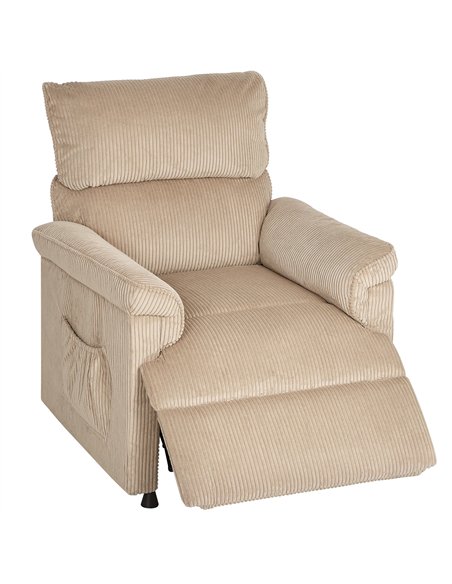 HOMCOM Corduroy Electric Massage Recliner - Brown - pic 166987 | FastDaddyshop