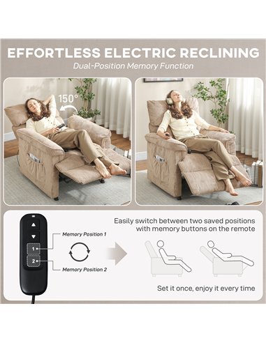 HOMCOM Corduroy Electric Massage Recliner - Brown