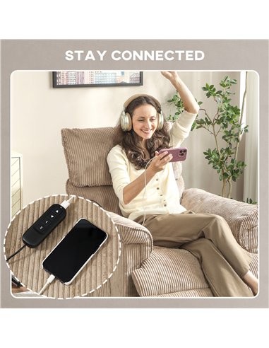 HOMCOM Corduroy Electric Massage Recliner - Brown