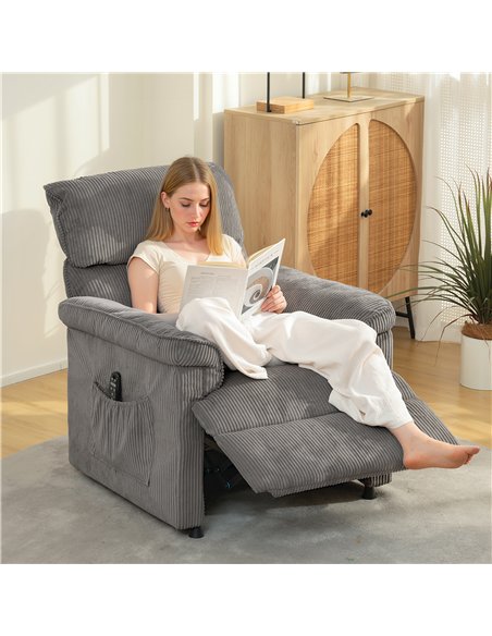 HOMCOM Corduroy Electric Massage Recliner - Grey - pic 166997 | FastDaddyshop