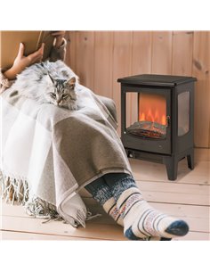 Homcom 1800W Tempered Glass Electric Fireplace Heater, Black 2
