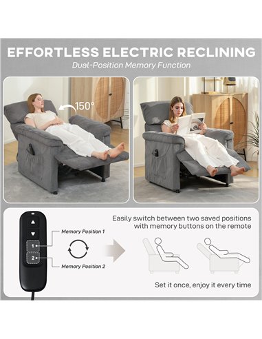 HOMCOM Corduroy Electric Massage Recliner - Grey