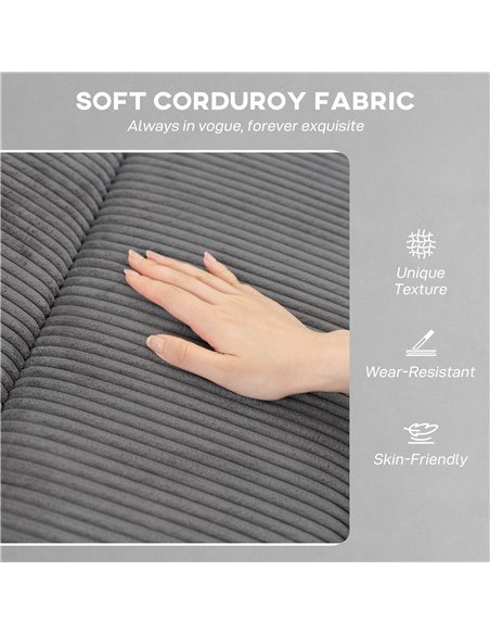 HOMCOM Corduroy Electric Massage Recliner - Grey - pic 167002 | FastDaddyshop
