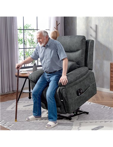 HOMCOM Power Lift Recliner Chair with Vibration Massage, Heat, USB - Grey