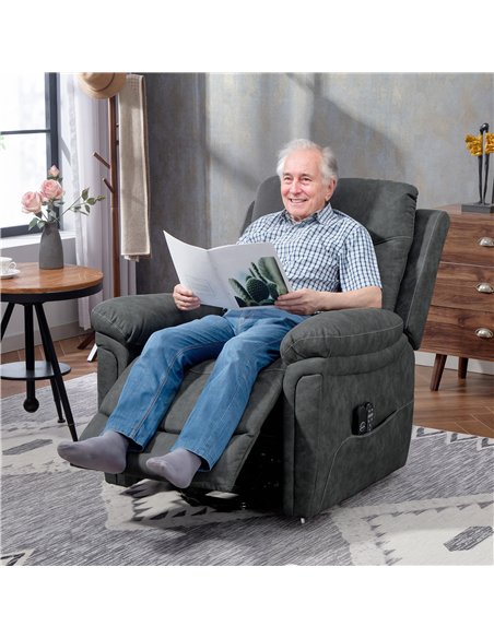 HOMCOM Power Lift Recliner Chair with Vibration Massage, Heat, USB - Grey - pic 167012 | FastDaddyshop