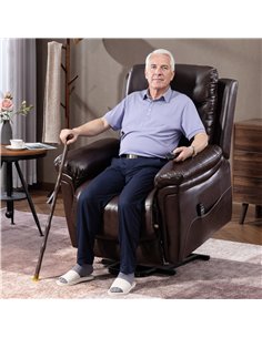 HOMCOM Power Lift Recliner Chair with Vibration Massage, Heat, USB - Brown 2